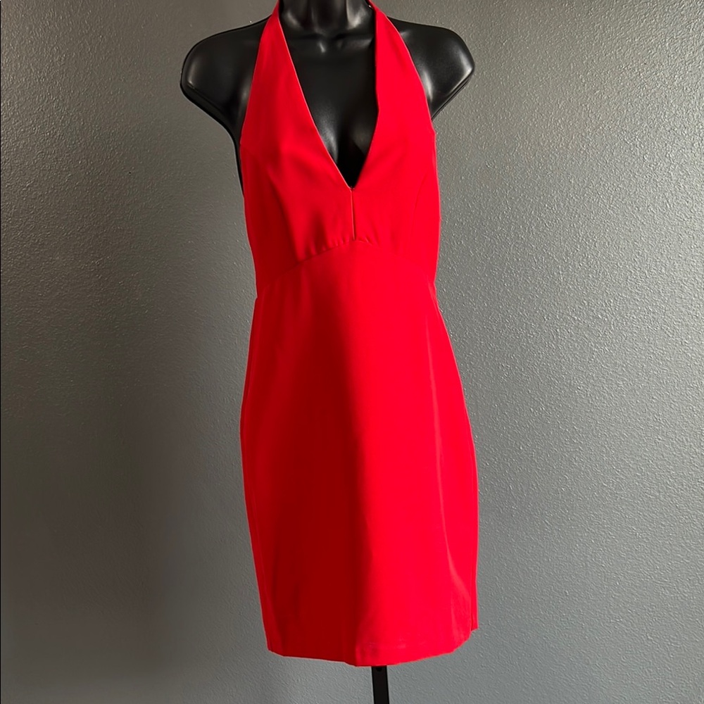 Elegant Red Halter Dress